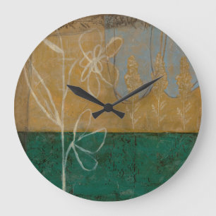 Reloj Redondo Grande Floral Sketch with Wildflower and Plants