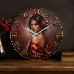 Reloj Redondo Grande Floral Woman Portrait 