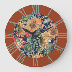 Reloj Redondo Grande Florales con borde