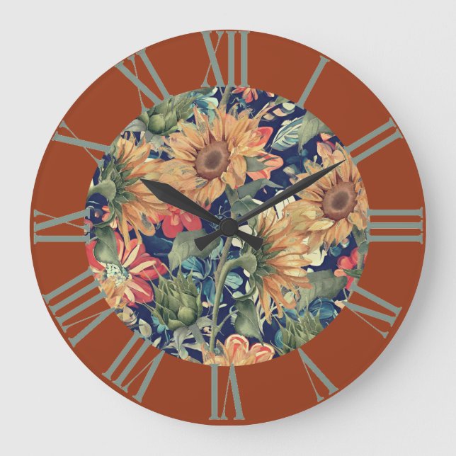 Reloj Redondo Grande Florales con borde (Anverso)