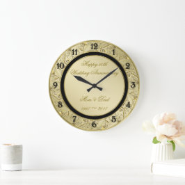 Reloj Redondo Grande Florecer Oro 50° Aniversario del Boda