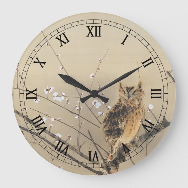 Reloj Redondo Grande Florecimiento temprano de ciruelas por Nishimura G (Anverso)