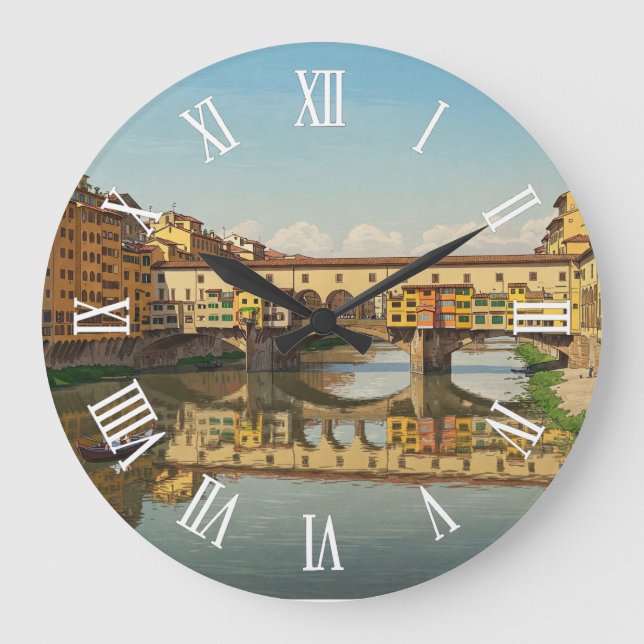 Reloj Redondo Grande Florence Italy Ponte Vecchio Wall Clock (Anverso)
