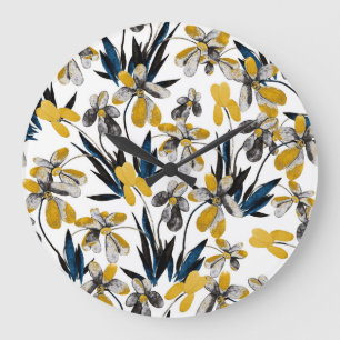 Reloj Redondo Grande Flores acuáticas: un patrón de verano vibrante.
