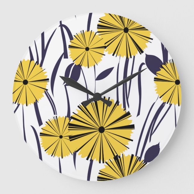 Reloj Redondo Grande Flores amarillas (Anverso)