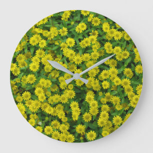 Reloj Redondo Grande Flores Amarillas Pequeñas Bonitas