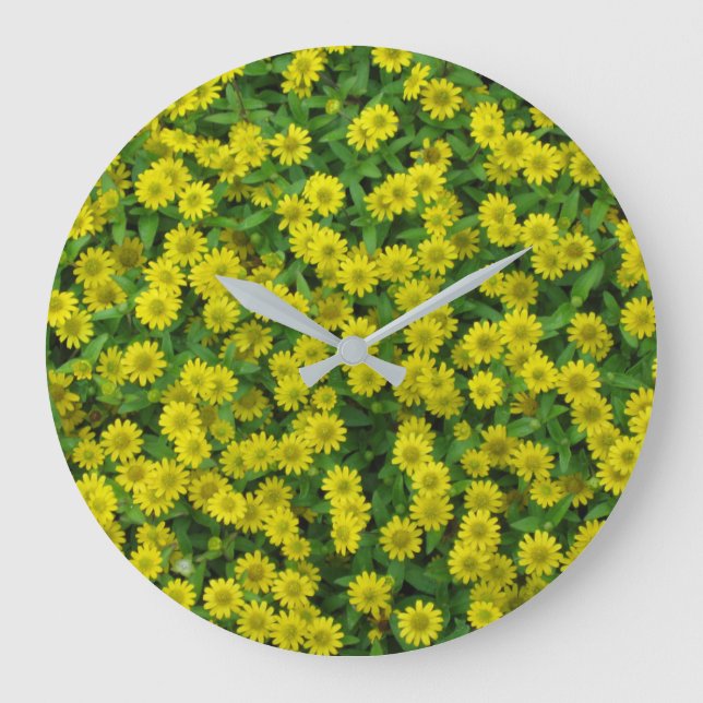 Reloj Redondo Grande Flores Amarillas Pequeñas Bonitas (Anverso)