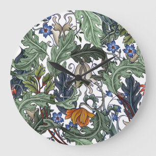 Reloj Redondo Grande Flores, arte deco, moderno, sin costura.