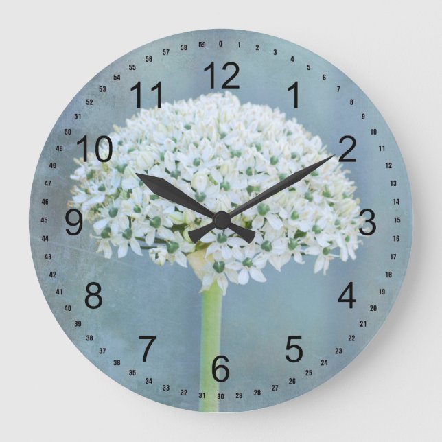 Reloj Redondo Grande Flores blancas (Anverso)