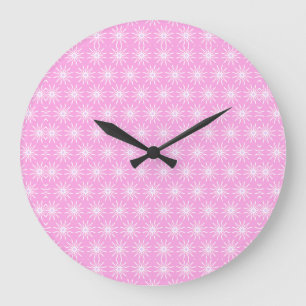Reloj Redondo Grande Flores blancas de estreno en rosa