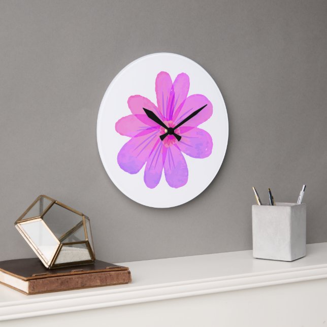 Reloj Redondo Grande Flores de acuarela  (Oficina)