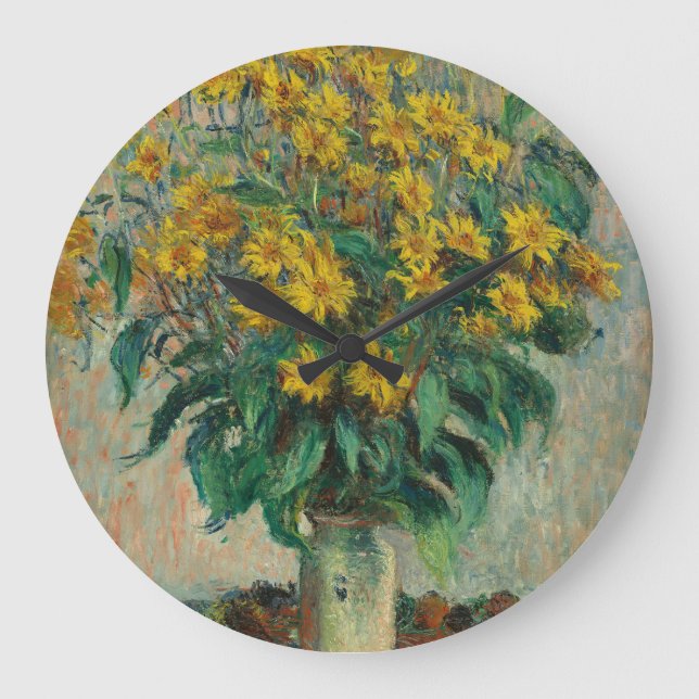 Reloj Redondo Grande Flores de alcachofa de Jerusalén - Claude Monet (Anverso)