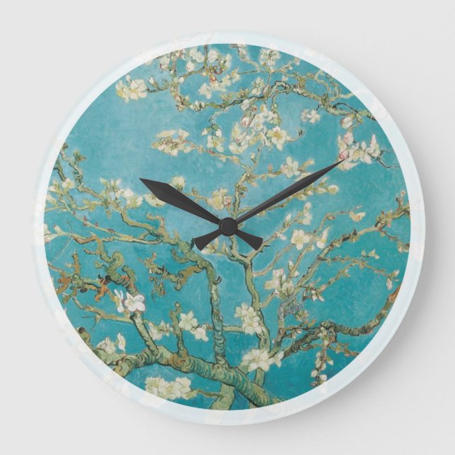 Reloj Redondo Grande flores de almendro de Van Gogh (Anverso)