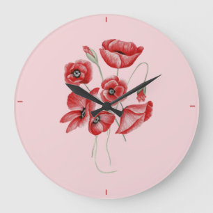 Reloj Redondo Grande Flores de amapola