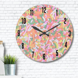Reloj Redondo Grande Flores de arcoiris coloridas