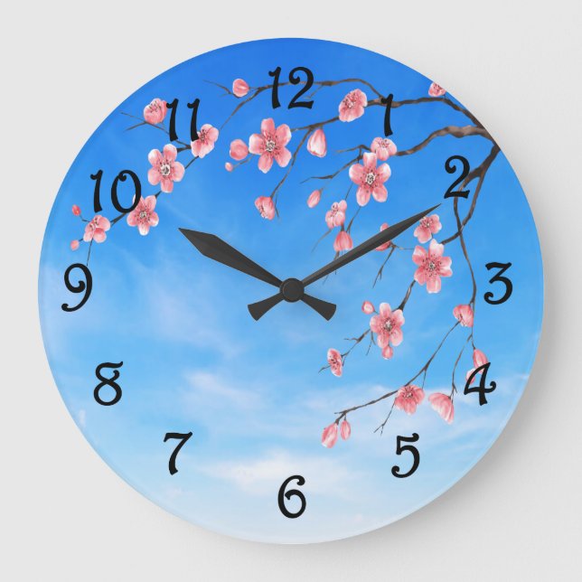 Reloj Redondo Grande Flores de cerezo (Anverso)