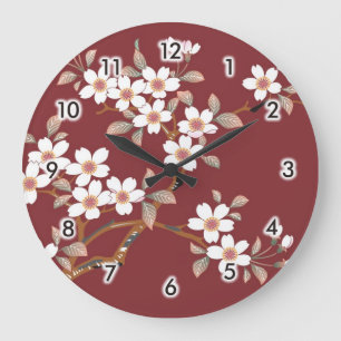 Reloj Redondo Grande Flores de cerezo japonesas
