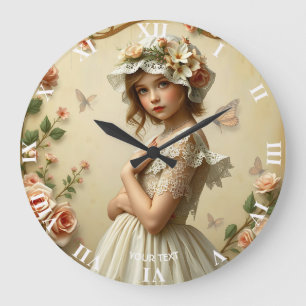 Reloj Redondo Grande Flores de Chica victoriana mullidas