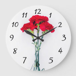 Reloj Redondo Grande Flores de clavel rojo