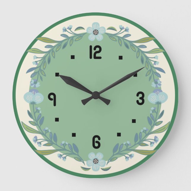 Reloj Redondo Grande Flores de cocina (Anverso)