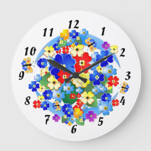Reloj Redondo Grande Flores de colores Art Déco