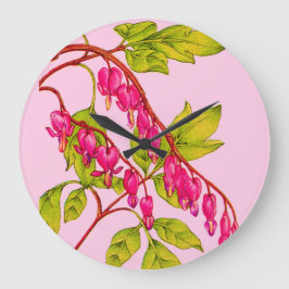 Reloj Redondo Grande flores de corazón sangrante