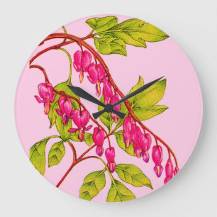 Reloj Redondo Grande flores de corazón sangrante