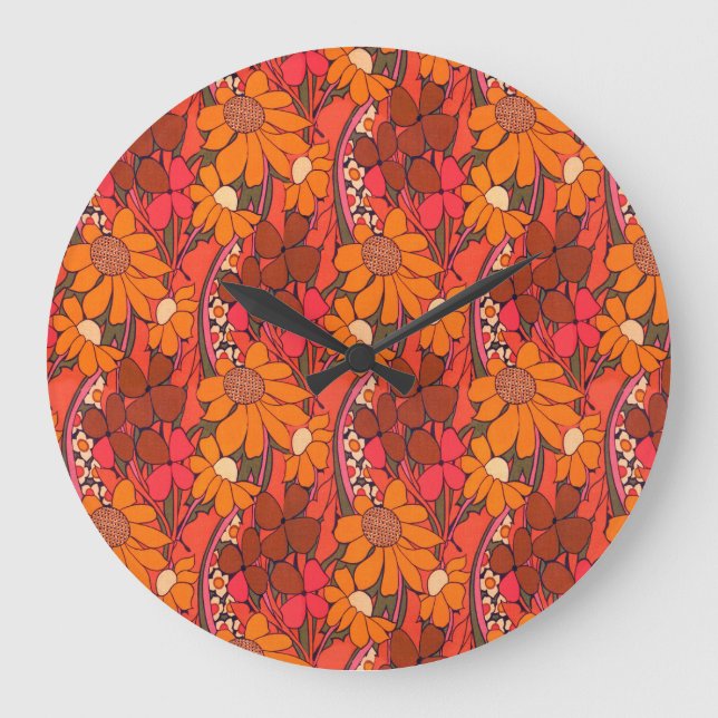 Reloj Redondo Grande Flores de Falln Groovy (Anverso)