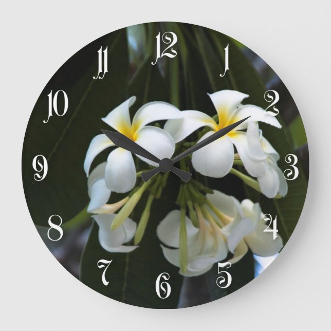 Reloj Redondo Grande Flores de Frangipani (Anverso)