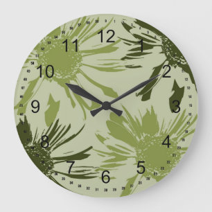Reloj Redondo Grande Flores de Gerbera Lime Green