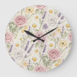 Reloj Redondo Grande Flores de jardín de Natasha Us