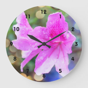 Reloj Redondo Grande flores de jardín rosadas bonitos. Foto botánica fl