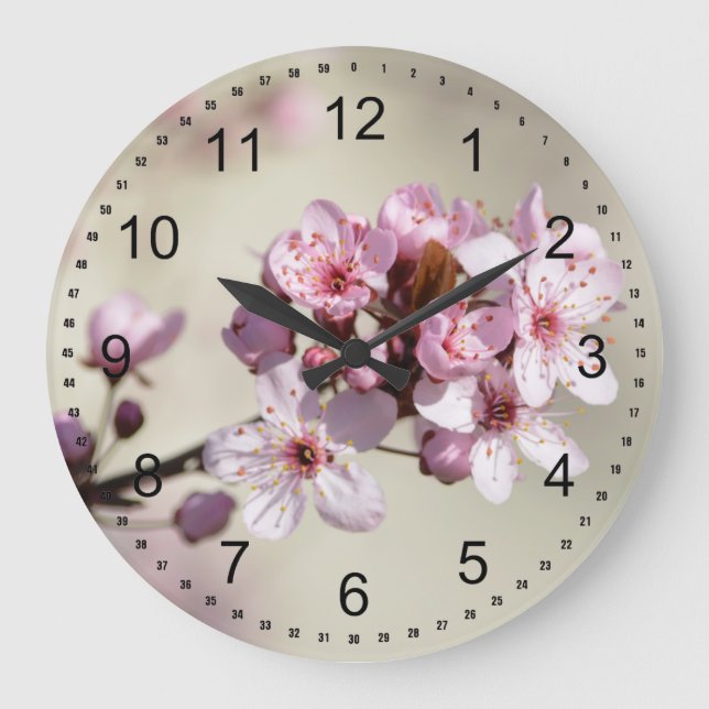 Reloj Redondo Grande Flores de la flor de cerezo (Anverso)