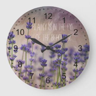 Reloj Redondo Grande Flores de la lavanda de la belleza