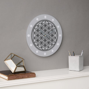 Reloj Redondo Grande FLORES DE LA VIDA - Esquema de símbolo de geometrí