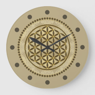 Reloj Redondo Grande FLORES DE LA VIDA - Símbolo de geometría sagrada A