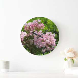 Reloj Redondo Grande Flores de laurel de la montaña rosa bonito