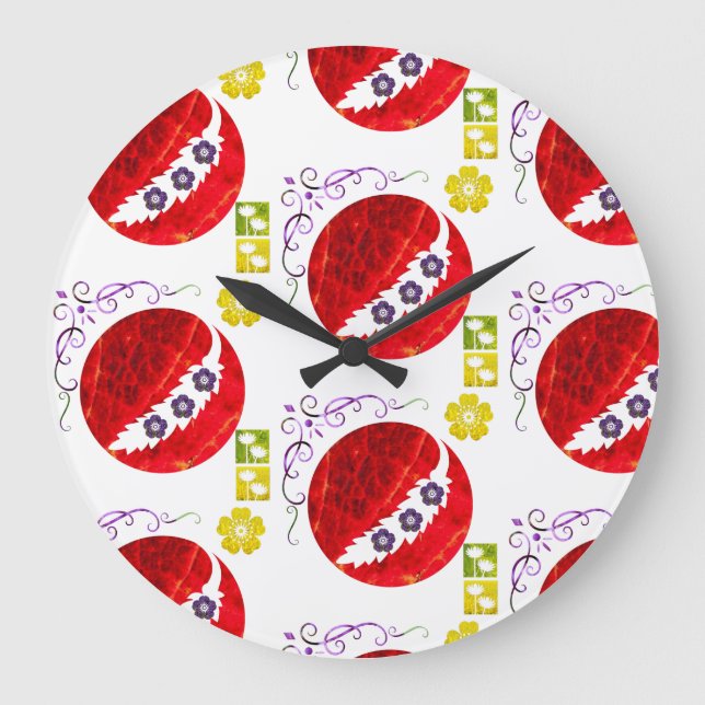 Reloj Redondo Grande flores de lujo (Anverso)