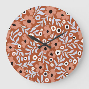 Reloj Redondo Grande Flores de margarita antiguas: fondo abstracto.