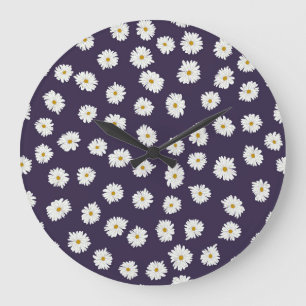 Reloj Redondo Grande Flores de margarita: pequeño patrón sin costuras.