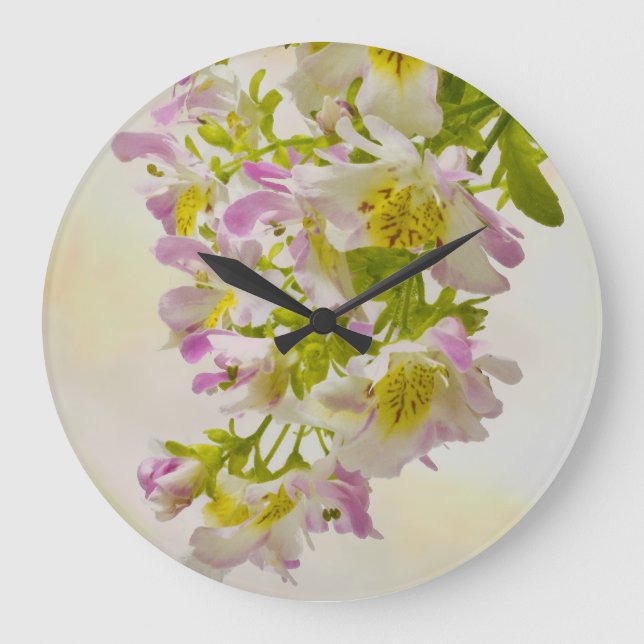 Reloj Redondo Grande Flores de mariposa (Anverso)