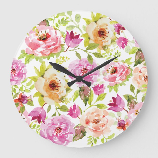 Reloj Redondo Grande Flores de primavera (Anverso)