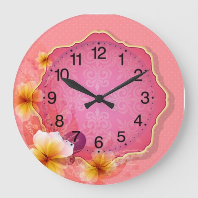 Reloj Redondo Grande Flores de primavera (Anverso)