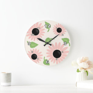 Reloj Redondo Grande Flores de primavera rosadas