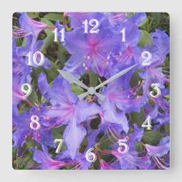Reloj Redondo Grande Flores de Rhododendron Púrpura