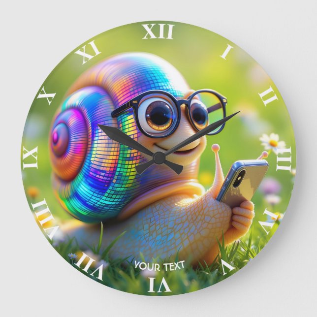 Reloj Redondo Grande Flores de teléfono de caracol graso (Anverso)