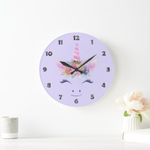 Reloj Redondo Grande Flores de Unicornio Lindo Fabuloso Cara 2