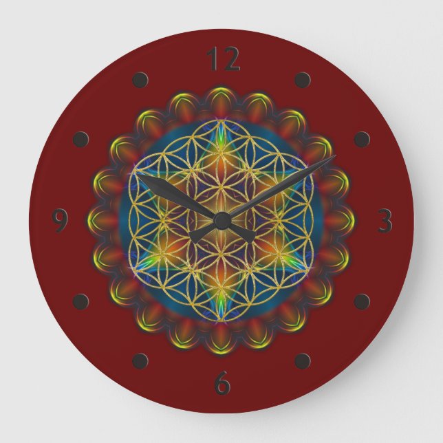 Reloj Redondo Grande FLORES DE VIDA / Blume des Lebens - Mandala III (Anverso)