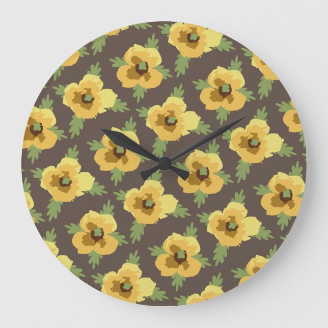 Reloj Redondo Grande Flores decorativas (Anverso)