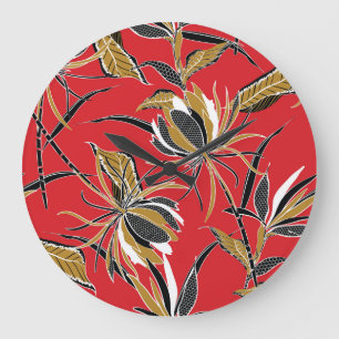 Reloj Redondo Grande Flores exóticas: Polka Dot Vintage